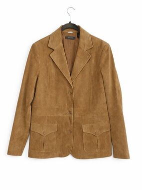Vintage Liz Claiborne Tan Suede Leather Chore Jacket‎ Camel Cargo Jacket Size L